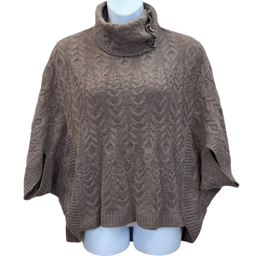 Liz Claiborne Taupe Cable Knit Turtleneck Poncho